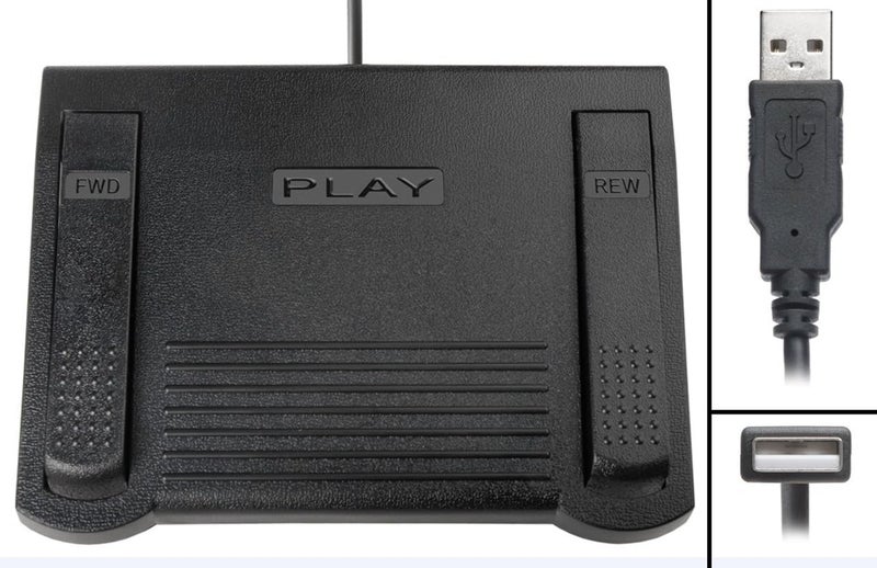 ECS Transcription Foot Pedal for use with Express Scribe for Windows or Mac Transcription Software - Image 1